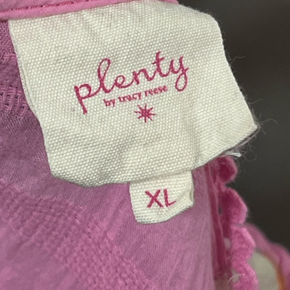 Anthro Plenty Tracy Reese Pink Embroidered Boho Top XL - Picture 9 of 10